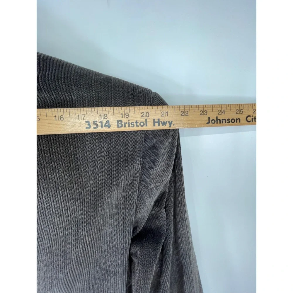 Chaps Mens Blazer 46L Sport Coat Grey Corduroy Herringbone Texture Preppy